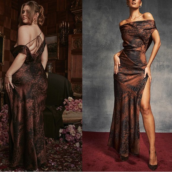 HOUSE OF CB 'Alaina' Antique Copper Bias Cut Maxi Dress NWOT - Picture 3 of 12